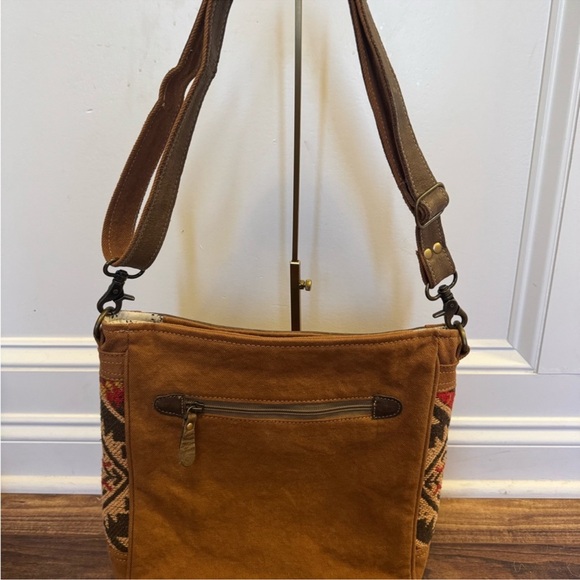 Myra Bag Brown and Red Patterned Shoulder Bag - Picture 3 of 7